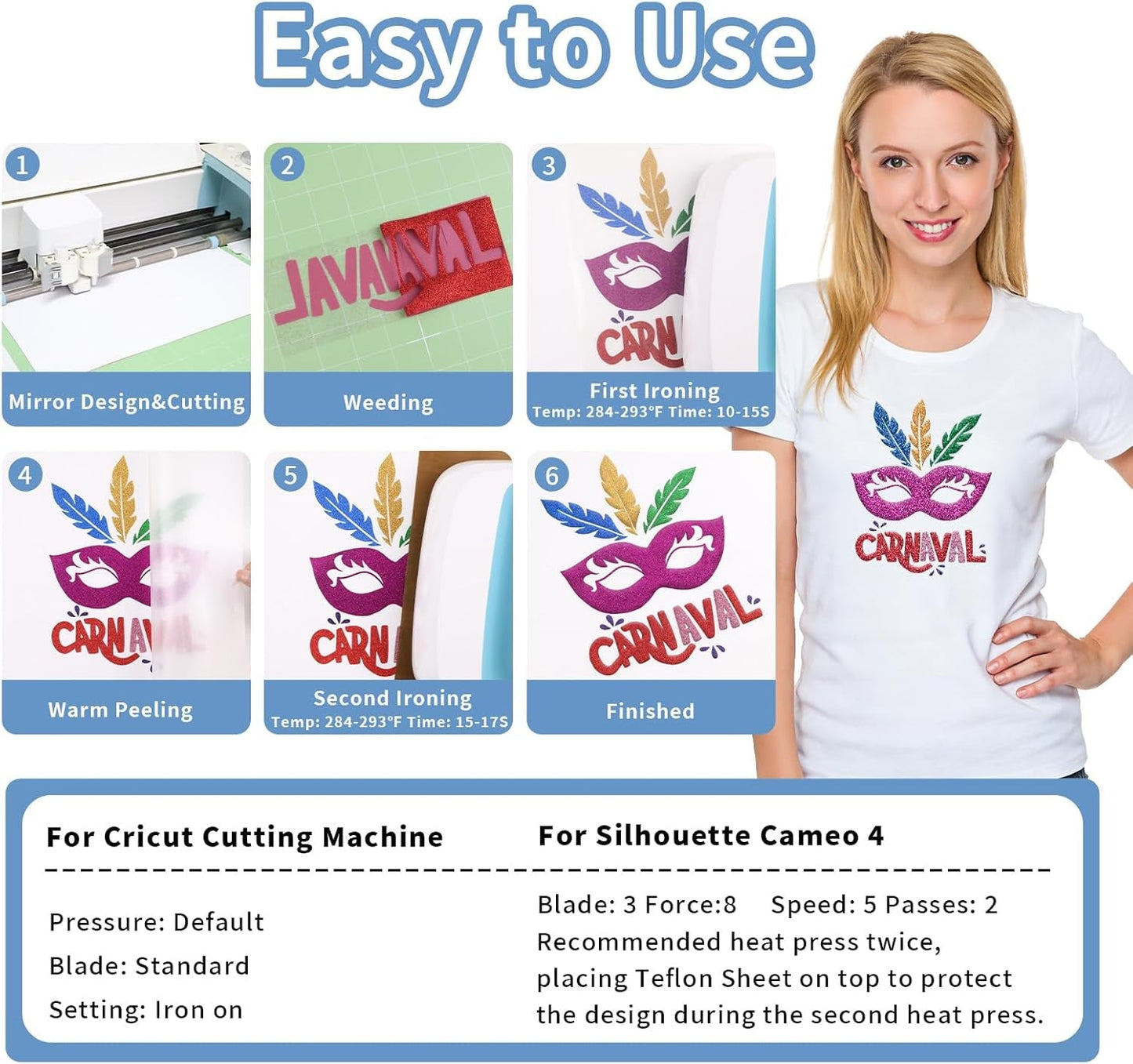 3D Puff Heat Transfer Vinyl, 9 Sheets 12" X 10" Glitter Foaming Puff HTV Vinyl, Puffy Iron on Vinyl for T-Shirts Clothes Compatible with Cricut Air or Maker