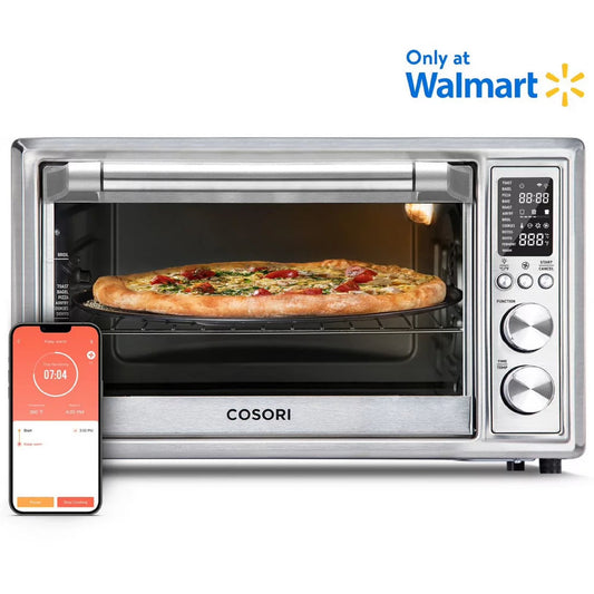 Smart New Air Fryer Toaster Oven, Large 32-Quart, Stainless Steel, Walmart Exclusive Bonus, Silver