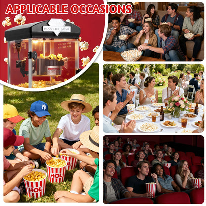 Popcorn Maker Machine, 10Oz Kettle Popcorn Machine with Warming Deck, Countertop Popcorn Popper for Movie Theatre, Parties, Black