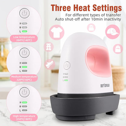 Bettersub Mini Heat Press Machine, Small Heat Press Portable Iron Press Machine, Sublimation and HTV Vinyl Shirt Press Machine for Hat, Bags, Heating Transfer Small Projects (Pink)