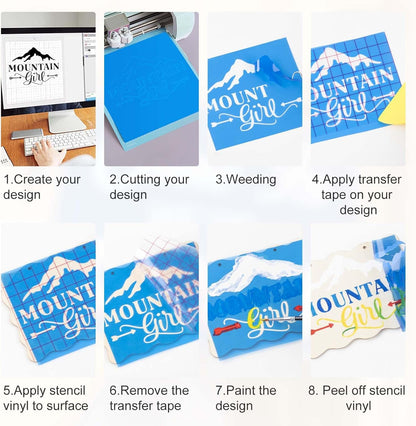 Stencil Permanent Adhesive Vinyl - 12” X 50 FT Light Blue Adhesive Stencil Vinyl Compatible with Cricut Cutting Machine & Silhouette Machine