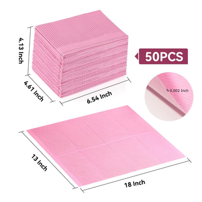 Makartt Disposable Nail Mats, 50 Pcs 3-Ply Absorbent Nail Table Pads with PE Backing, 18” X 13” Nail Desk Protection for Manicure Pedicure, Acrylic Gel Practice, Salon & Home DIY (Pink)