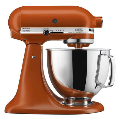 Artisan Series 5 Qt Stand Mixer, Scorched Orange with Quart Stainless Steel Bowl, Coated Flat Beater, Coated Dough Hook, 6-Wire Whip, Pouring Shield