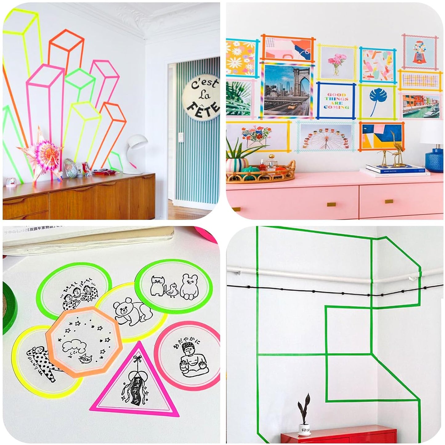 Glow in the Dark Tape - 6 Colors UV Blacklight Reactive Neon Tape, Fluorescent UV Black Light Glow in the Dark Tape for UV Party 1 Inch X 30Ft X 6 Rolls