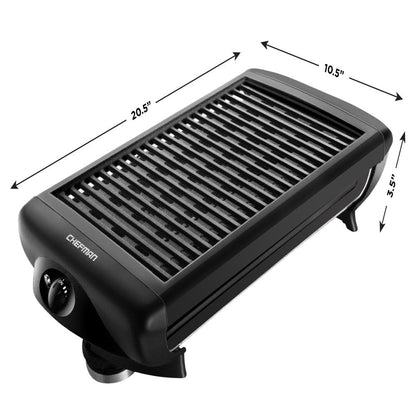 Electric Smokeless Indoor Grill W/ Adjustable Temperature, Non-Stick, Black