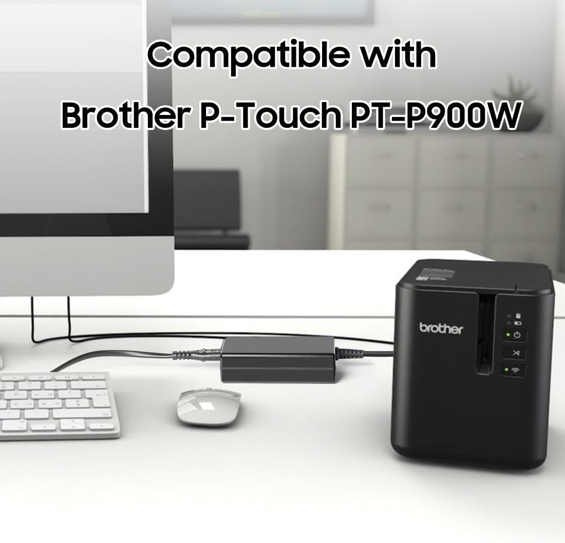 24V P-Touch Printer Adapter Compatible with Brother P-Touch Pt-P900W/P900Wc Pt-P900/P900C P950NW AD9100ESA PA-BT-4000LI Scanncut CM650W CM900 LD1484001 ADS1500W Scanner Label Printer Power Cord