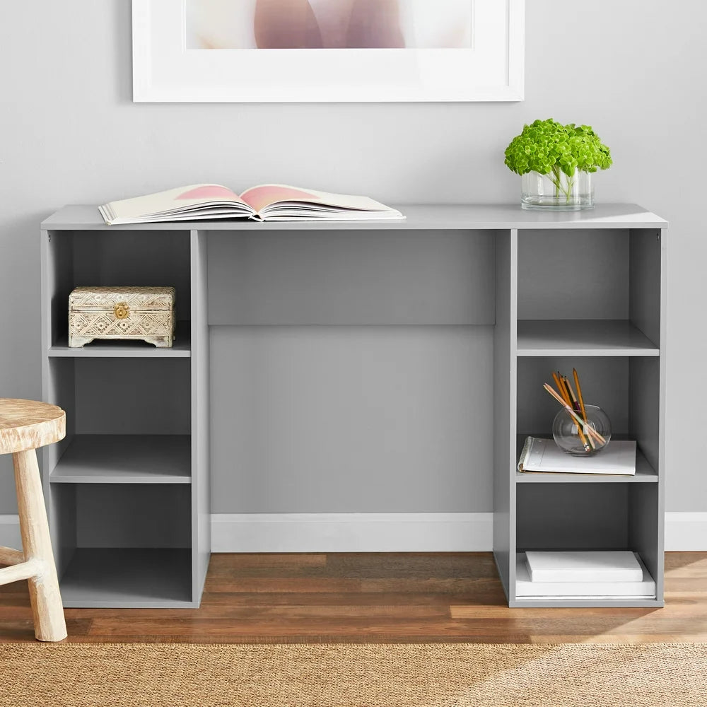 6-Cube Storage Computer Desk, Gray