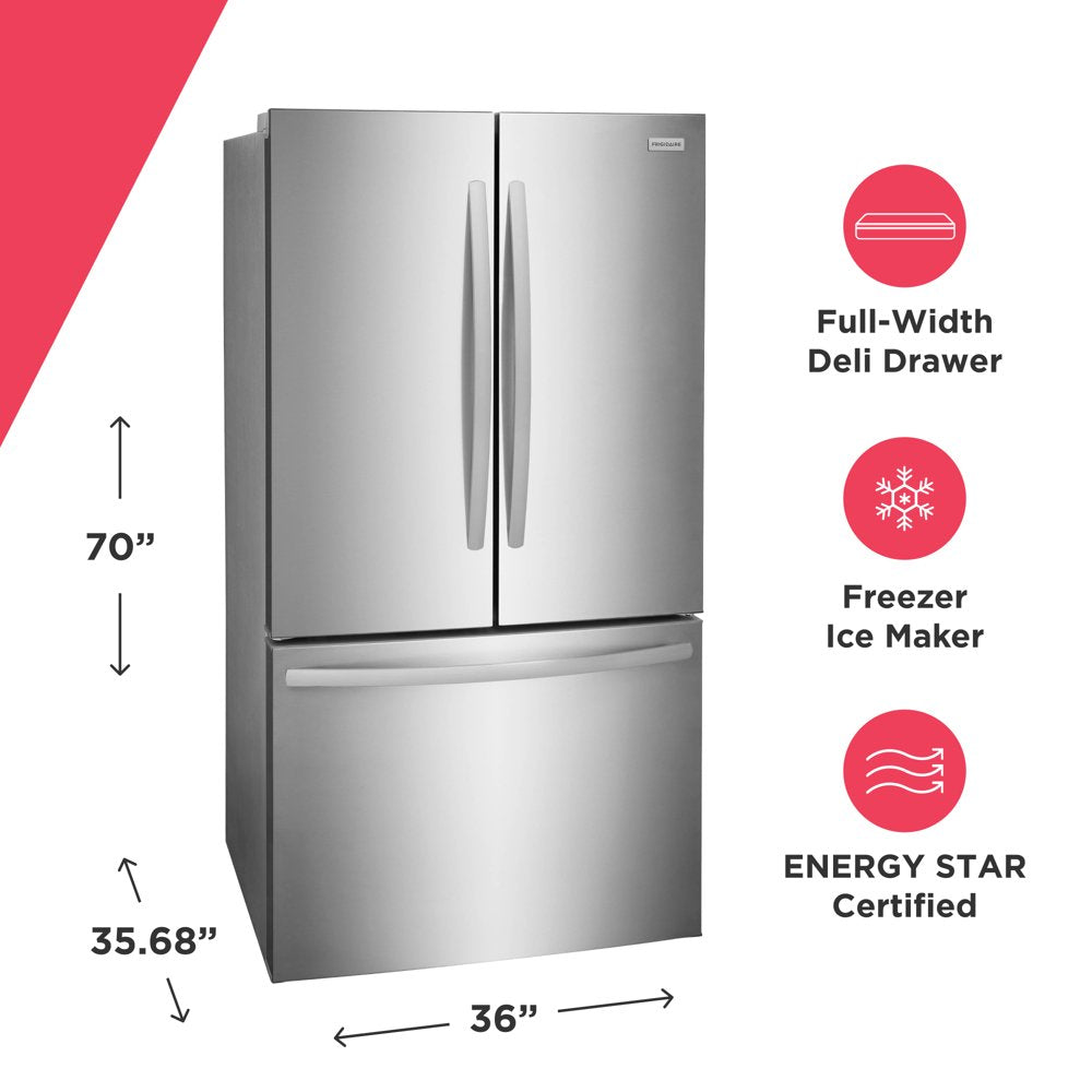 28.8 Cubic Feet French Door Refrigerator with Freezer, 70"