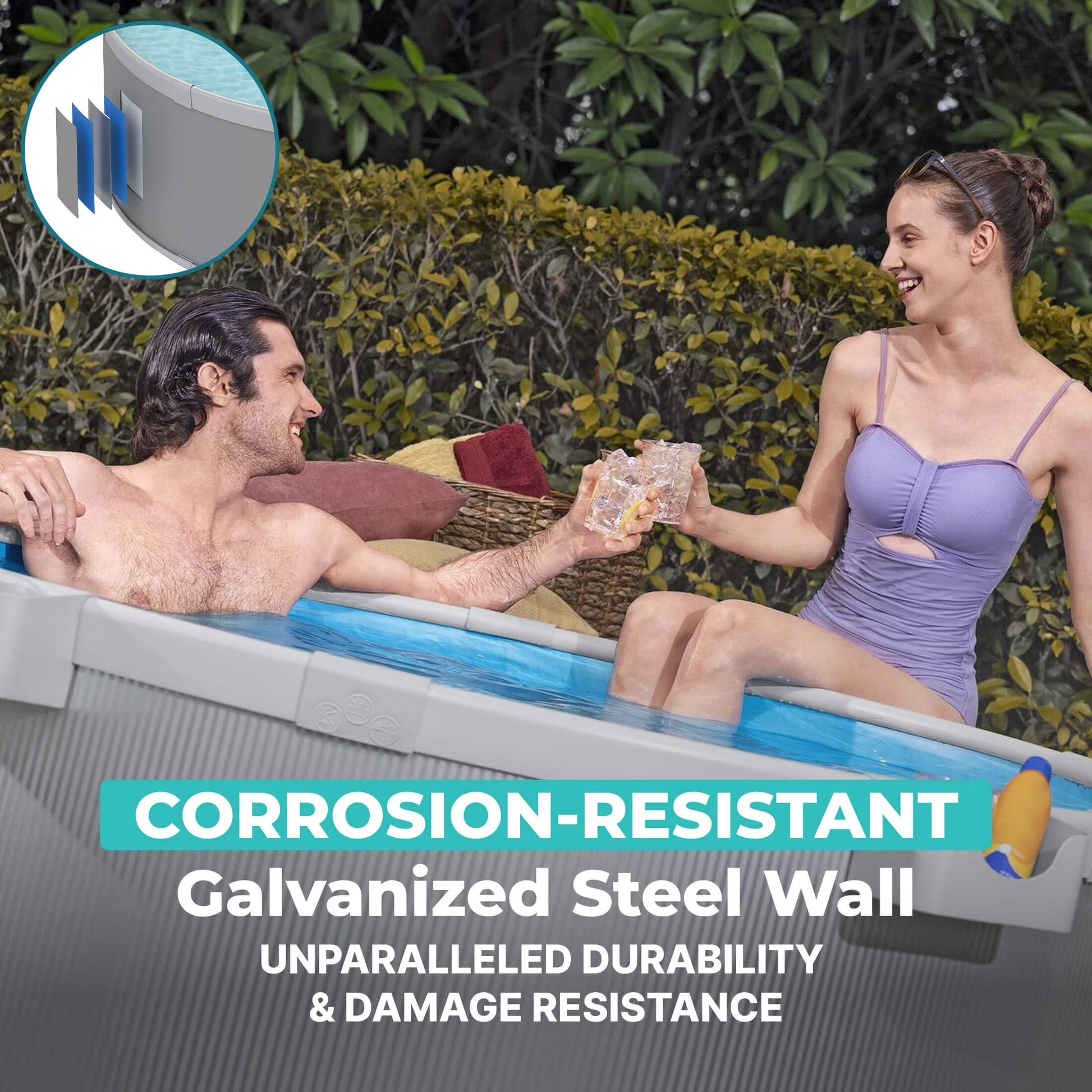 TANX 6' X 24" round above Ground Stock Tank Metal-Walled above Ground Pool, All-In-One Set