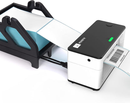 MUNBYN Label Holder for Rolls and Fan-Fold Labels, Thermal Sticker Roll Holder for Desktop Thermal Printer Shipping Supplies Industrial Paper, Black