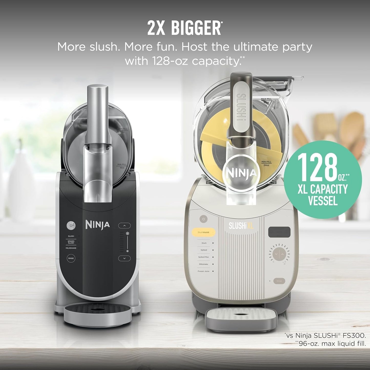 Ninja Slushi XL Smart Frozen Drink Maker & Slushi Machine | with Slushassist Technology |128 Oz. Capacity | Sodas, Margaritas, Frappes, Milkshakes & More | Crema | FS601BR