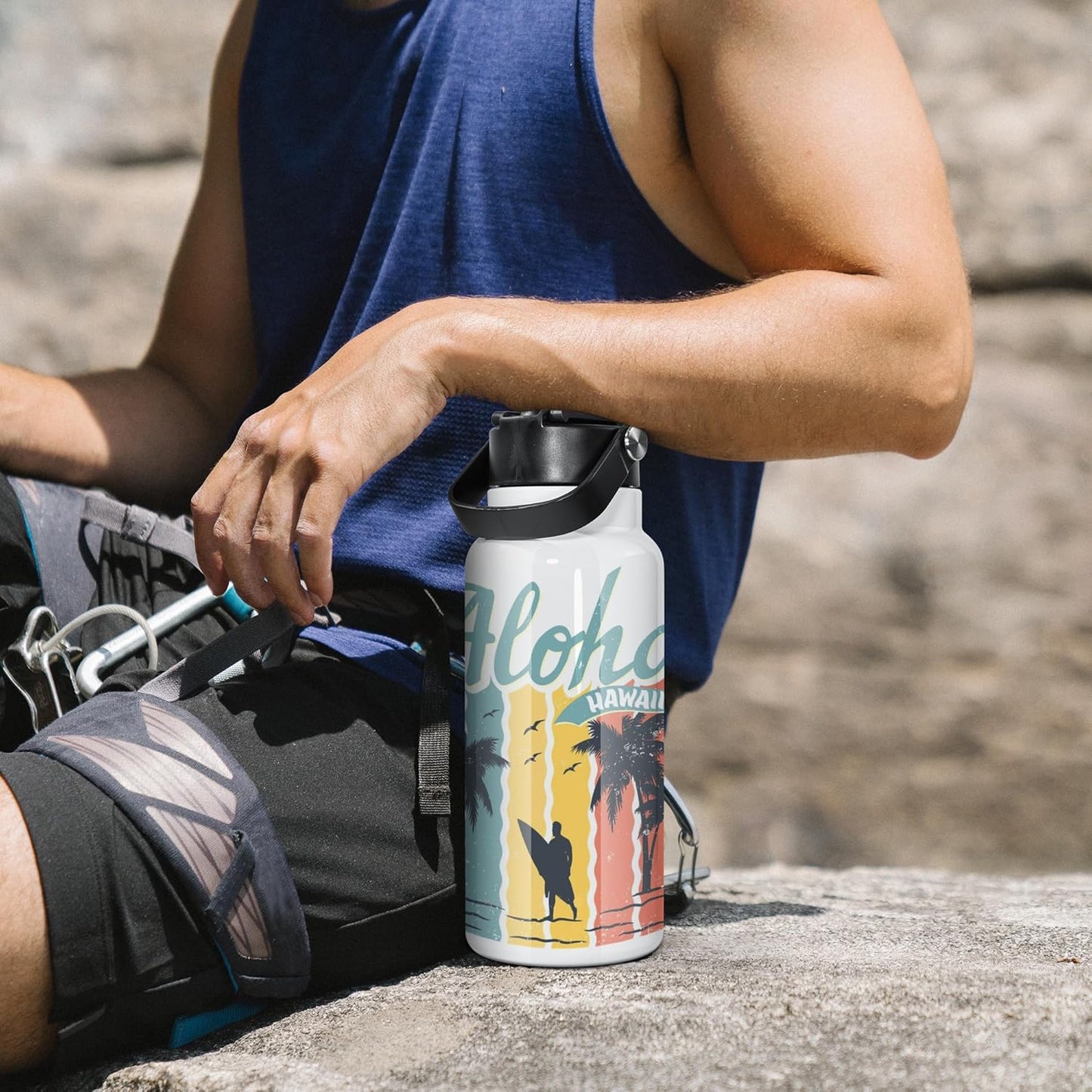 32 Oz Sublimation Water Bottle Blanks, 4 Pack Double Wall Vacuum Flask Stainless Steel Sublimation Tumbler Blank Sports Wide Mouth Water Bottle with Straw and Portable Handle