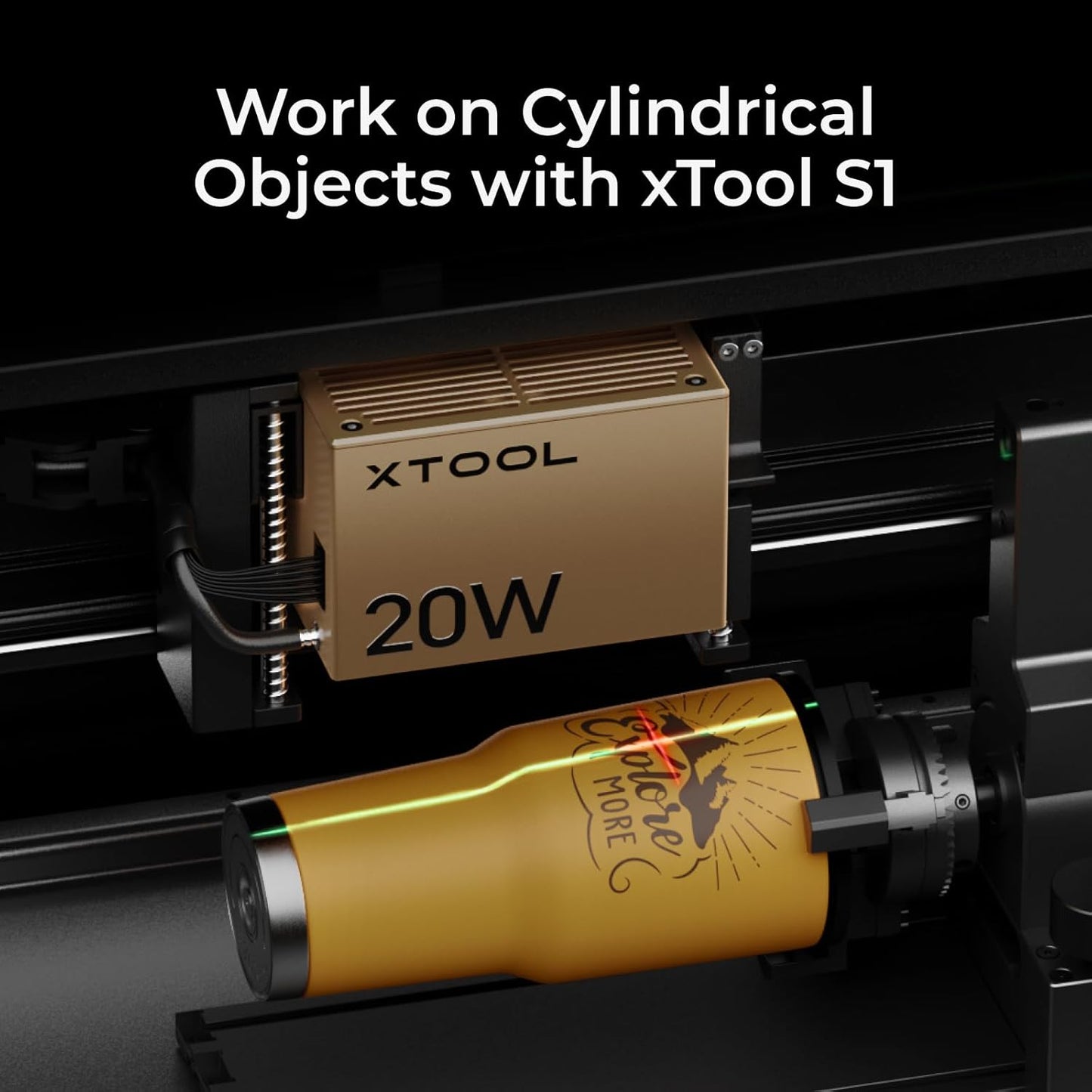 RA2 Pro for  S1, F1, F1 Ultra, P2, M1 Ultra and Most Laser Engraver (Must with Riser), Y-Axis Rotary Roller for Engraving Cylindrical Objects, Wine Glass, Tumbler, Engraver Accessory