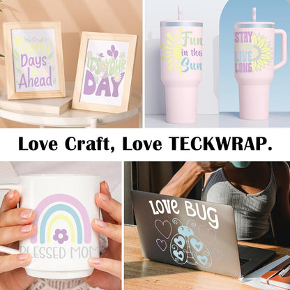 001 Matte Pastel Permanent Vinyl, 12" X 3Ft, 10 Boho Vinyl Adhesive Indoor & Outdoor Decal for Cricut, Silhouette, Cameo Cutters, Signs, Scrap-Booking, Craft Cutters