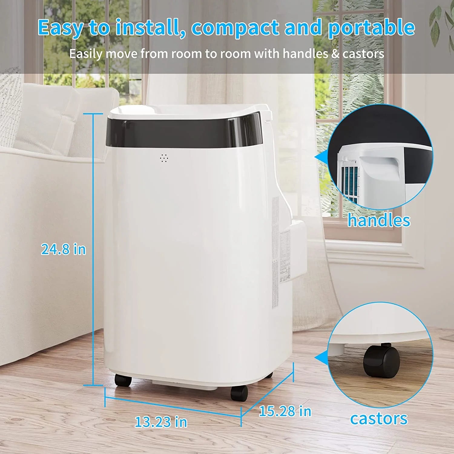 10,000 BTU Portable Air Conditioner, Cools up to 450 Sq. Ft, Multifunctional Floor AC Unit with Dehumidifier, Fan, Auto, Sleep Modes, Remote Control & Window Kit Included, 24H Timer