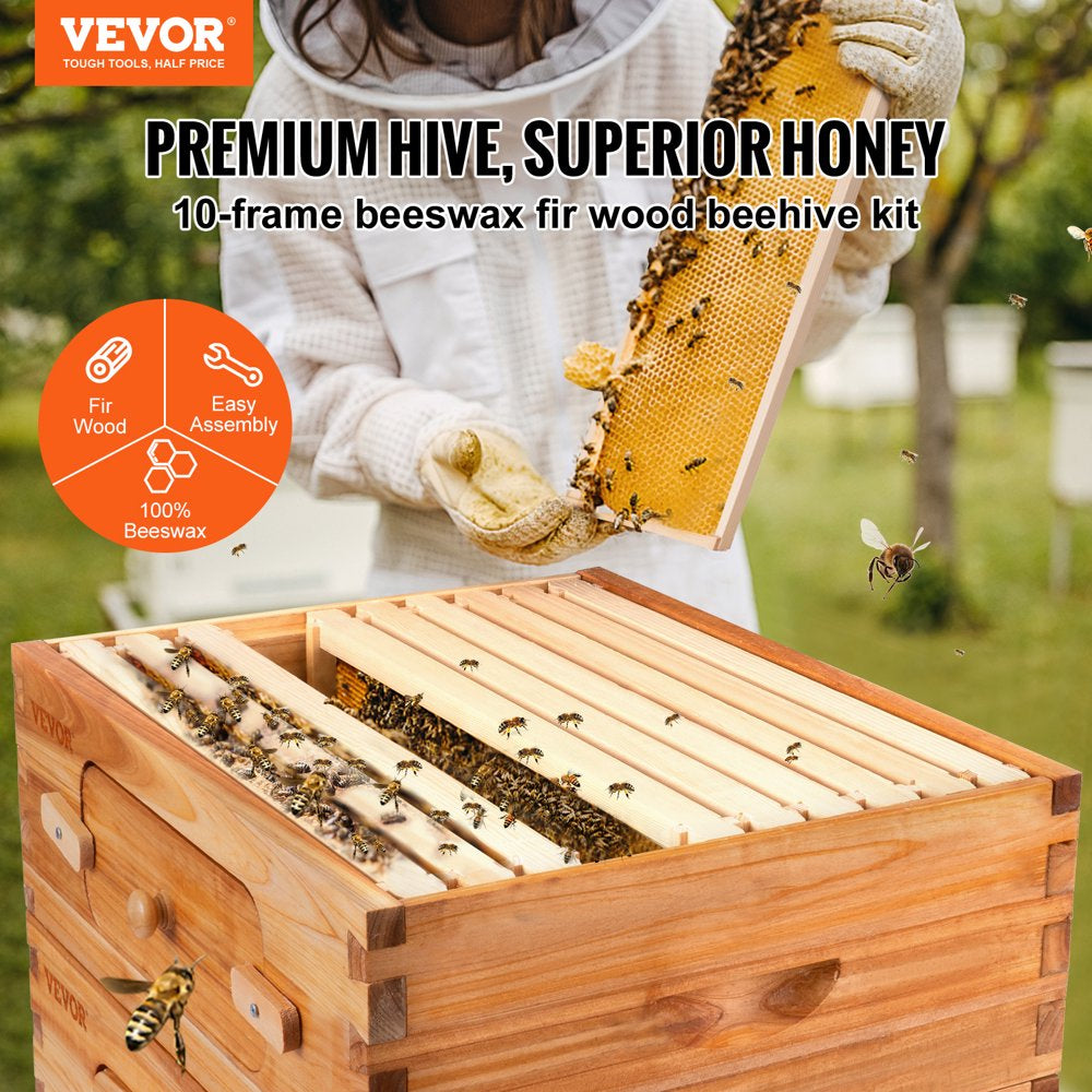 Beehive Box Kit Bee Honey Hive 30 Frames 2 Deep 1 Medium Natural Fir Wood