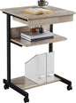 Rolling Computer Desk with Drawer & Keyboard Tray, Mobile Laptop Desk Cart Standing Computer Workstation for Home Office, Gray