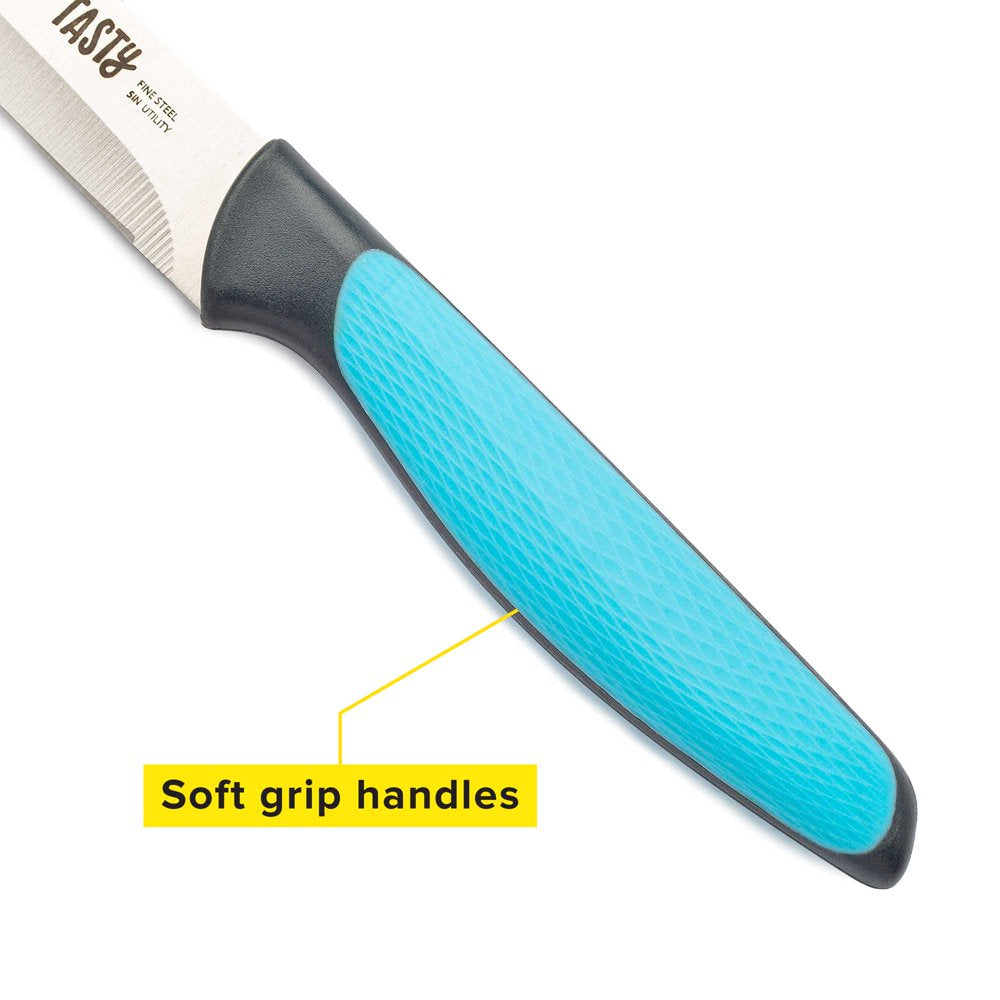 Cutlery Knife Set with Shears, Stainless Steel, Blue, 4 Piece