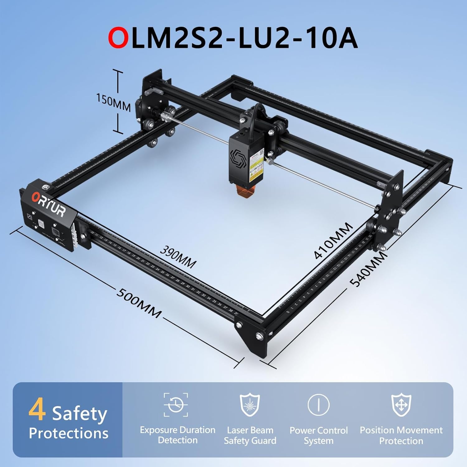 ORTUR Laser Master 2 S2 LU2-10A Laser Engraver Laser, 10000Mw Engraving Cutting Machine, Class 4 High Accuracy Laser Cutter, DIY Laser Marking for Metal