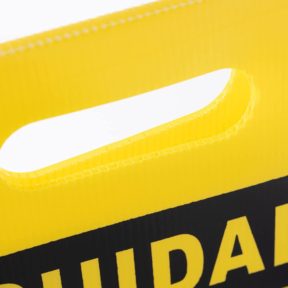 MATTHEW CLEANING 19'' Industrial Wet Floor Sign 3 Pack 2-Sided Durable Corrugated Plastic Birght Yellow Multilingual Warning Signs Commercial Caution Wet Fold-Out Floor Signs for Indoors