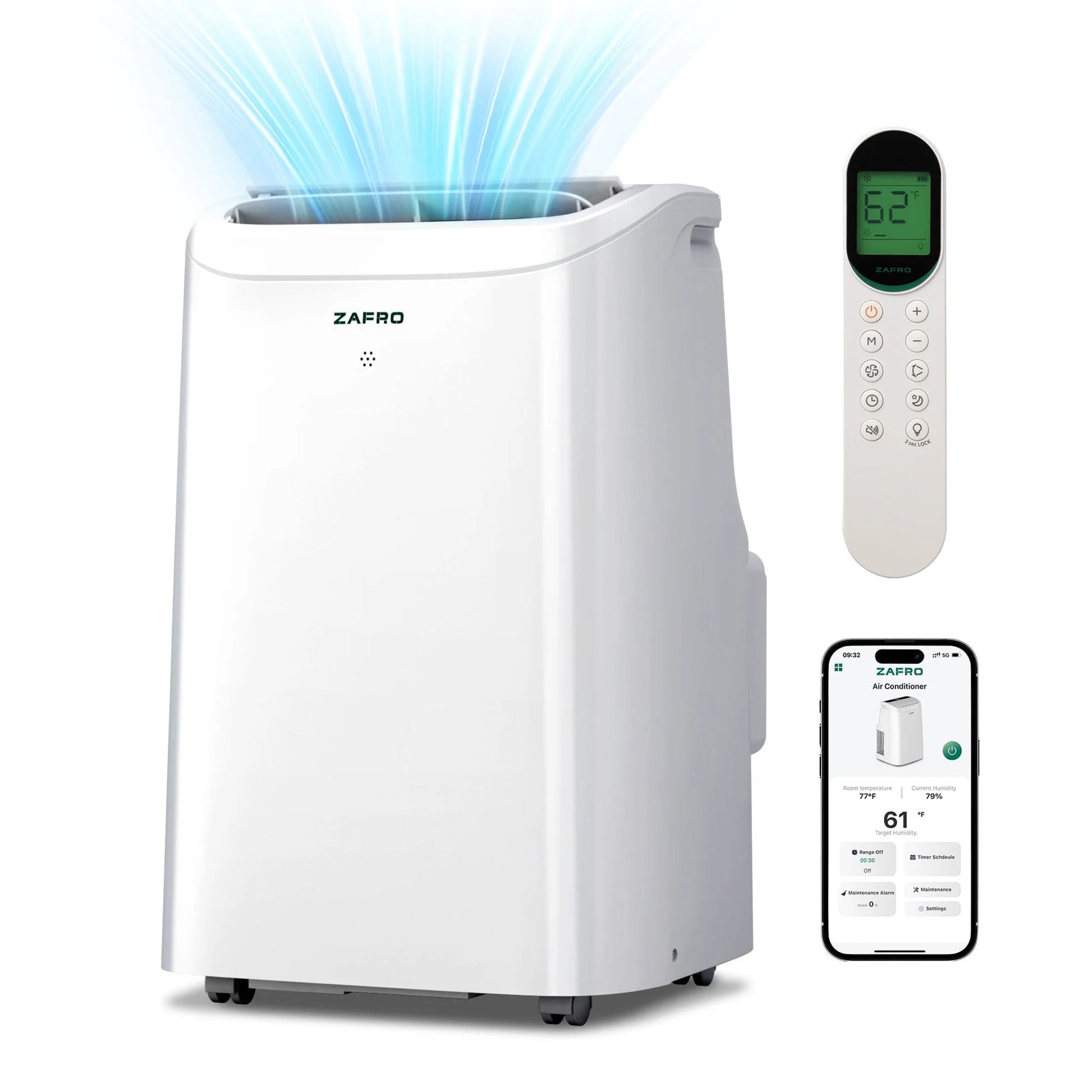 Portable Air Conditioners 6000 BTU, Portable Ac Units for Bedroom with Fan & Dehumidifier, 24H Timer with App/Remote/Timer/Led Display