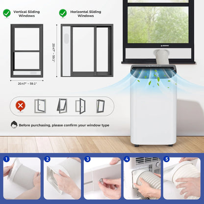 12000 BTU Portable Air Conditioner Cools up to 500 Sq. Ft, 3-In-1 AC, Dehumidifier, Fan