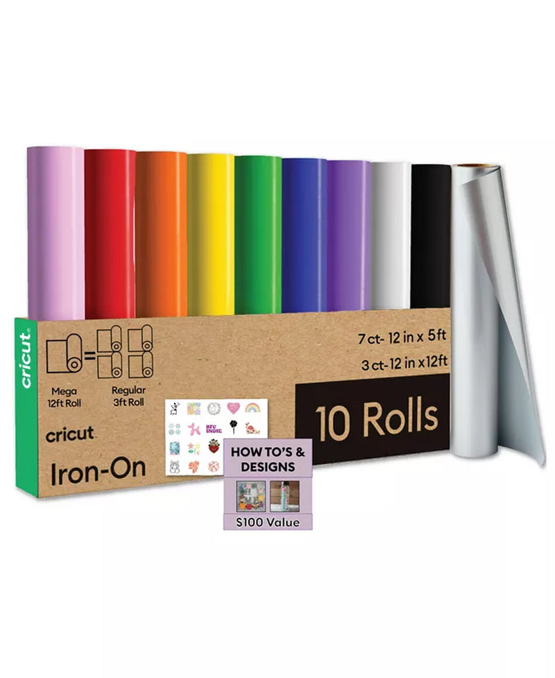 Premium Iron-On Rainbow Rolls Bundle - Bulk Multi-Colored Rainbow HTV
