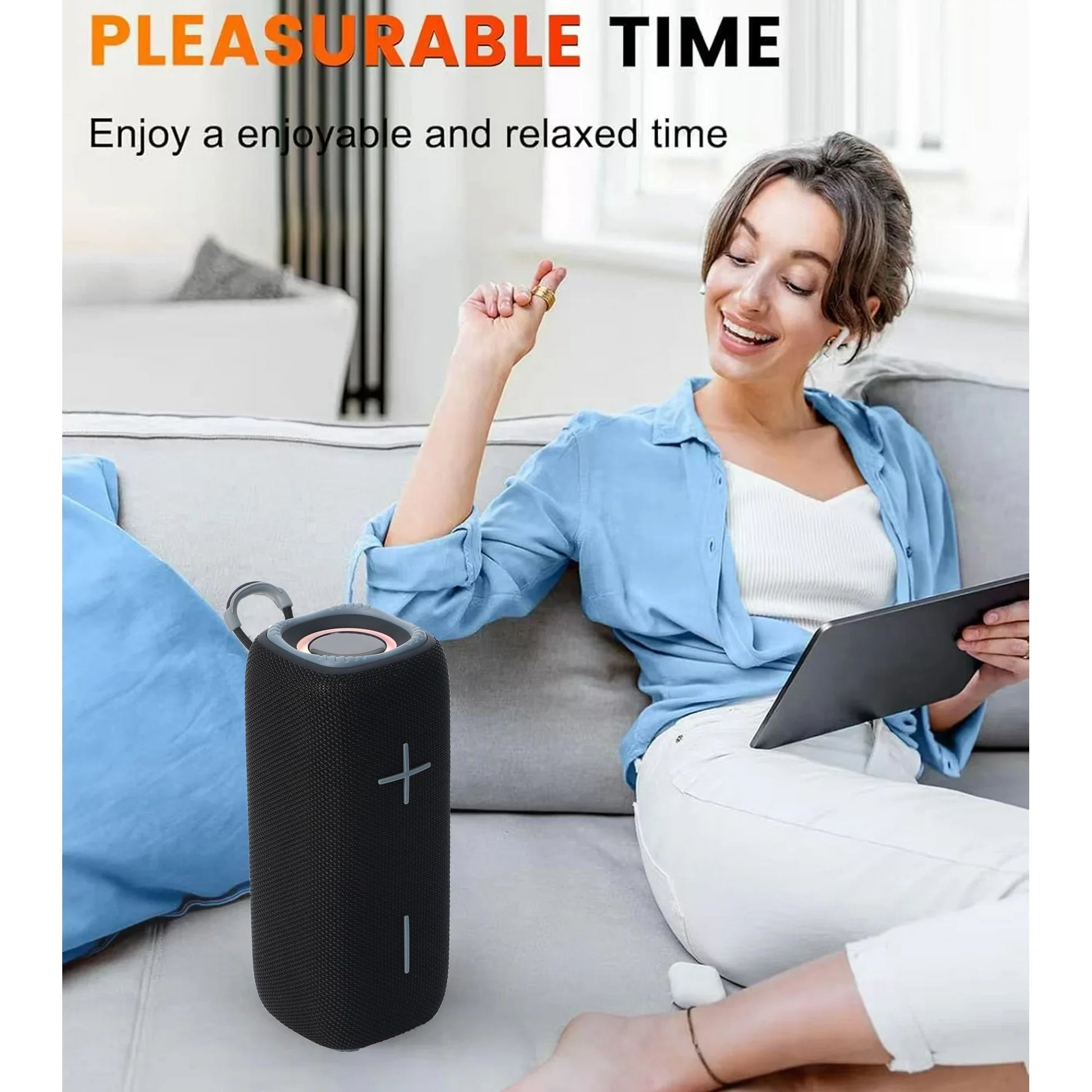 Portable Bluetooth Speakers,Wireless Speaker with Loud Stereo Sound,Bluetooth 5.3, RGB Lights, Dual Pairing for Home, Outdoor, Party,Gift Ideas