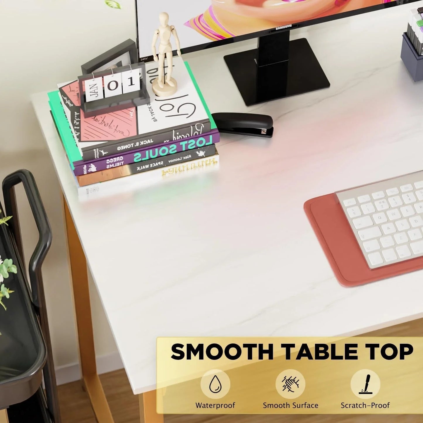 47 Inch Computer Desk Modern Writing Desk for Adults,Gold