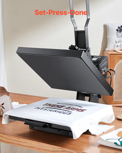 VEVOR Heat Press, 15X15 Power Heat Press Machine for T-Shirts, Fast Heating, High Pressure Digital Industrial Sublimation Printer for Heat Transfer Vinyl, Dark Black