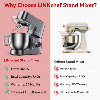 7.5 QT Stand Mixer, 800W 12-Speed Tilt-Head Food Mixer, Kitchen Electric Mixer with Dough Hook, Wire Whip & Beater