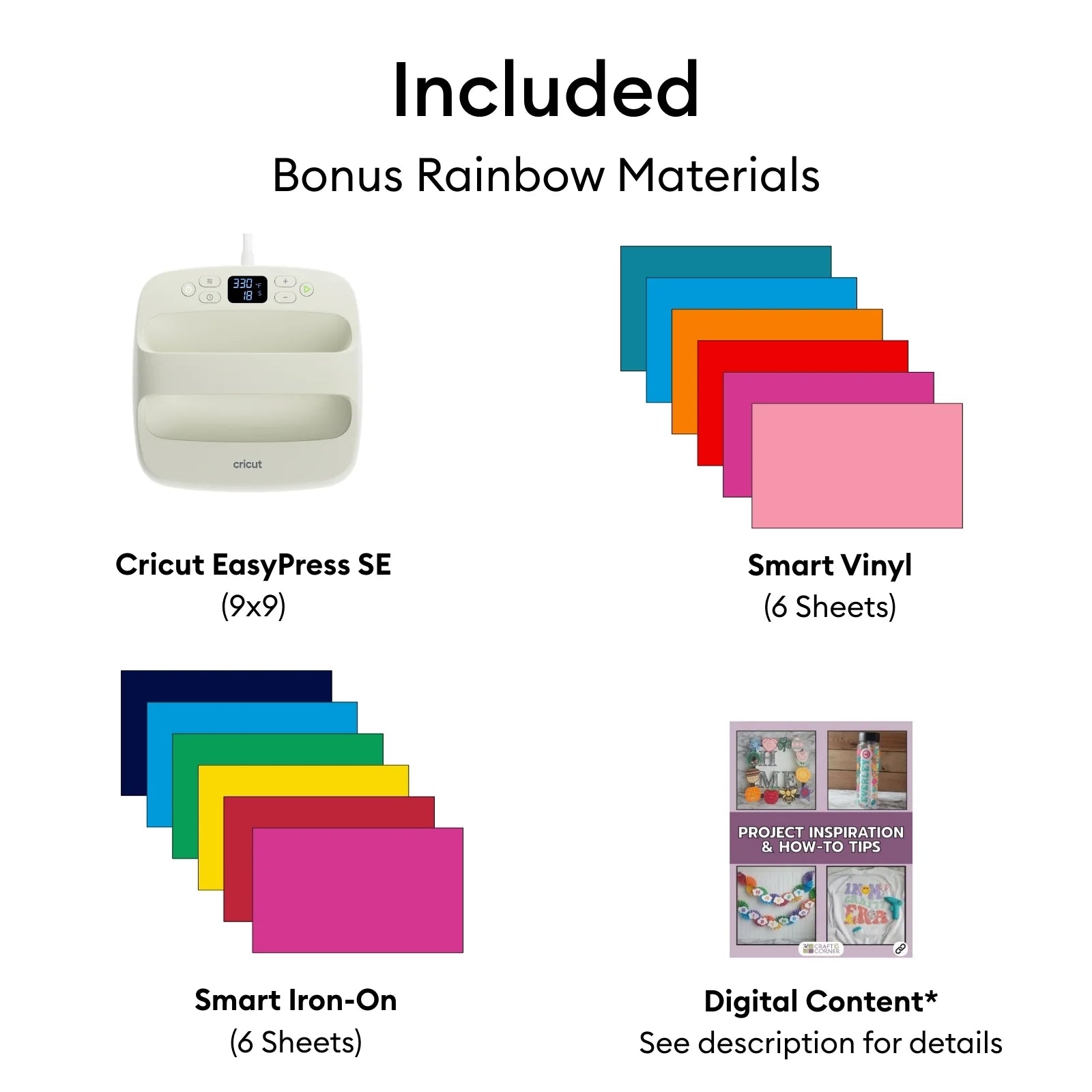 Cricut Explore 5 Machine Bundle with Easypress 9X9, Smart Vinyl & Smart Iron-On Sheets and 100+ Project Design Ebook - DIY Cutting Machine for Vinyl, HTV, T-Shirts & Home Decor