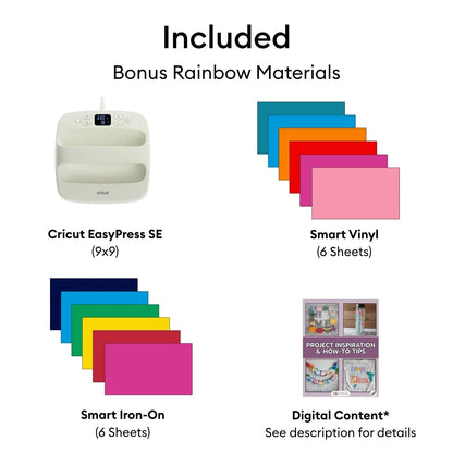 Cricut Explore 5 Machine Bundle with Easypress 9X9, Smart Vinyl & Smart Iron-On Sheets and 100+ Project Design Ebook - DIY Cutting Machine for Vinyl, HTV, T-Shirts & Home Decor
