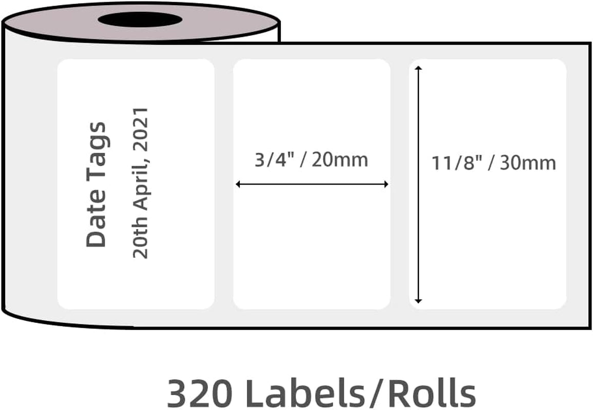 Phomemo M110 Labels Paper for M110 M120 M200 M220 M221 M150 M250 M260 M108 M100 Label Printer Square Self-Adhesive Paper Thermal Label 1.18" X 0.79" (30X20Mm), 300 Labels/Roll, Black on White