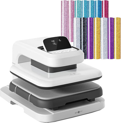 Automatic Heat Press 2 Bundle - Automatic Heat Press 2 & 15 Pack 12" X 10" Glitter Heat Transfer Vinyl,