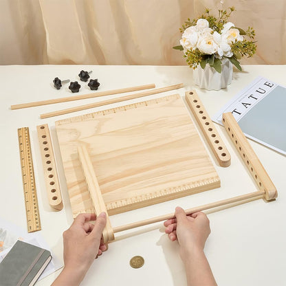 BENECREAT Wood Book Binding Stitching Frame, Adjustable Book Folding Stand for DIY Bookbinding Crafts and Supplies, 12X12 Inch