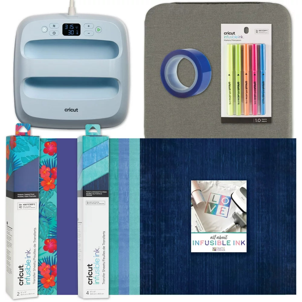 Easypress 3 9 in X 9 in Infusible Ink Transfer Sheets, Markers, and Heat Transfer Tape Bundle