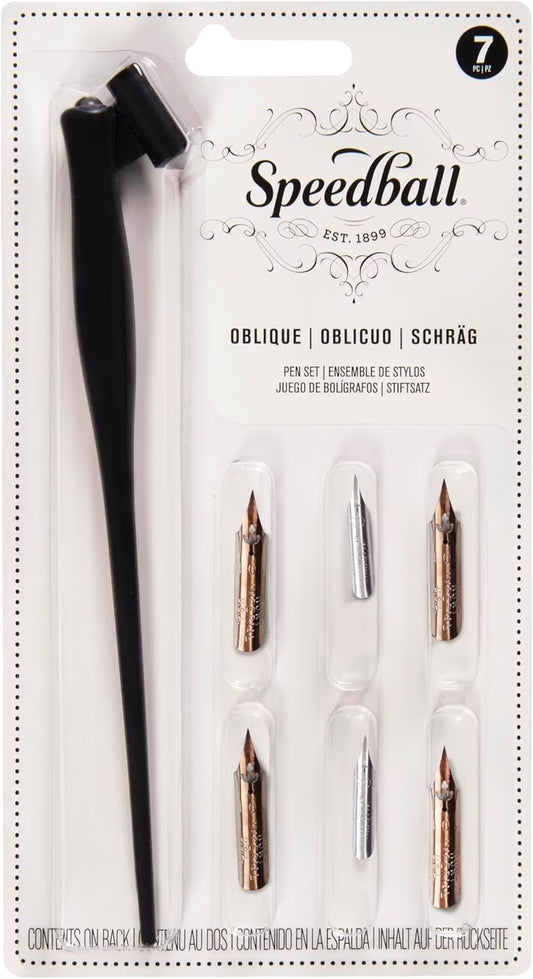 Oblique Pen Set with 6 Nibs and Holder