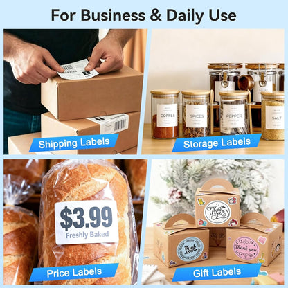 Bluetooth Thermal Label Printer, Wireless 4X6 Shipping Label Printer for Small Business & Shipping Packages, Support Iphone, Android, Windows, Macos, Work for Amazon, Ebay, Shopify, Etsy, USPS