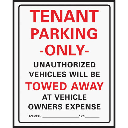 Commercial Grade Plastic Sign, Tenant Parking Only 701