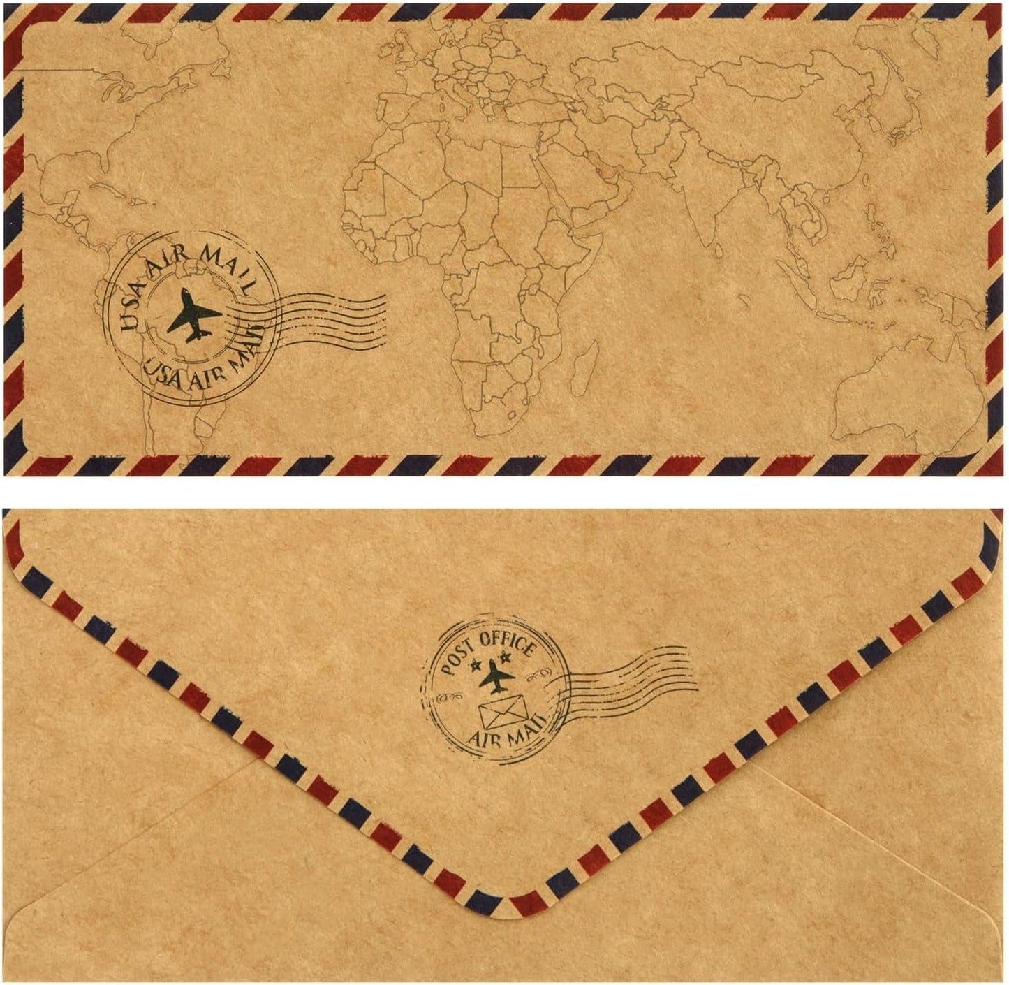 48 Pack Letter Writing Stationary Paper and Envelopes Set, Vintage Travel Design (6.9 X 9.25 In)