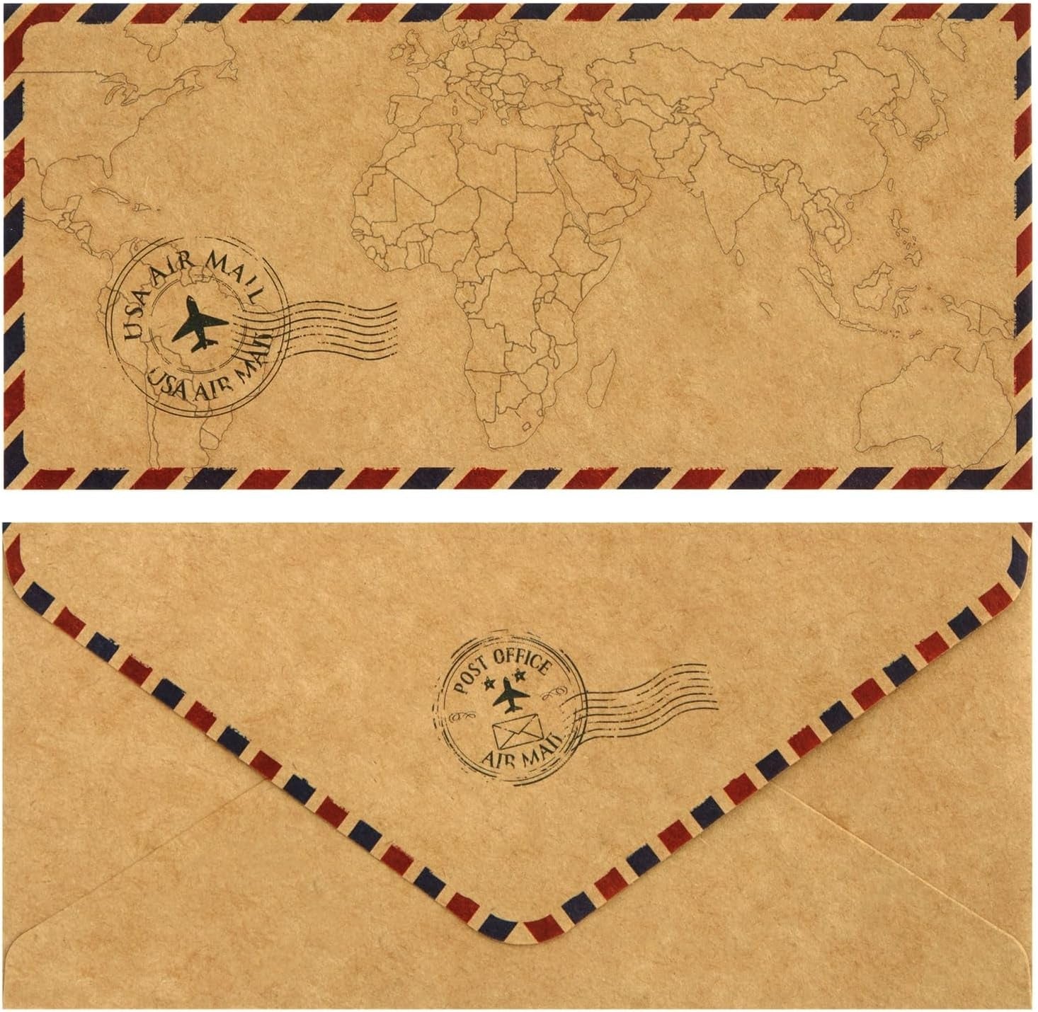 48 Pack Letter Writing Stationary Paper and Envelopes Set, Vintage Travel Design (6.9 X 9.25 In)