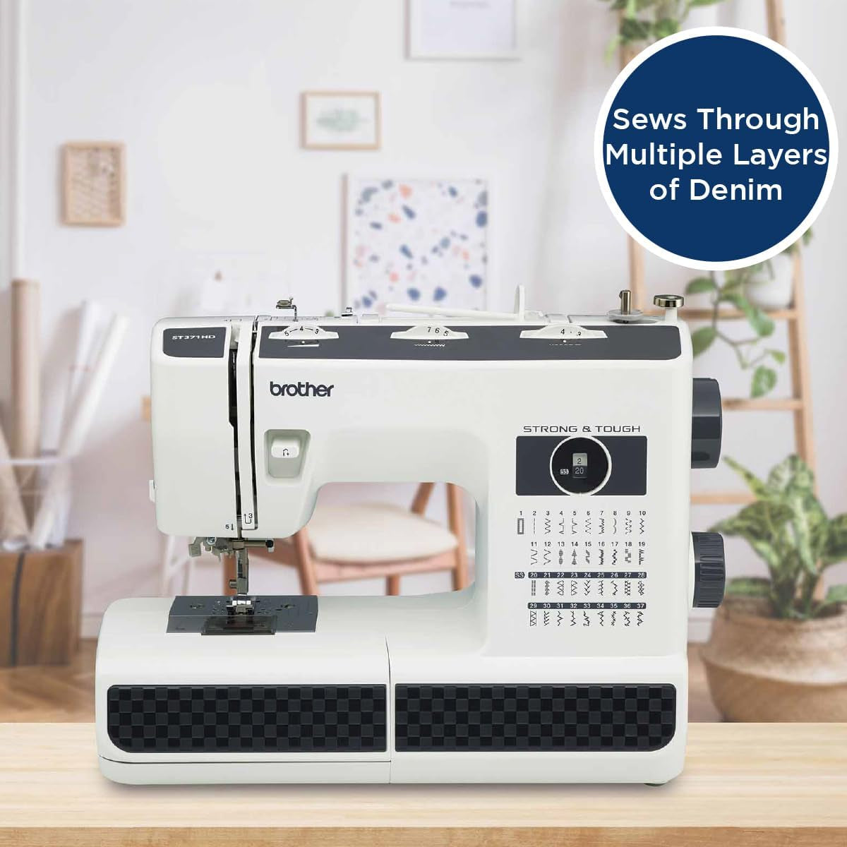 Brother ST371HD Sewing Machine, Strong & Tough, 37 Built-In Stitches, Free Arm Option, 6 Included Feet