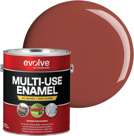 Alkyd Enamel Paint, Oil-Based Multi-Surface Interior & Exterior Paint for Wood, Metal & Concrete, Red Oxide Primer, 1 Gallon