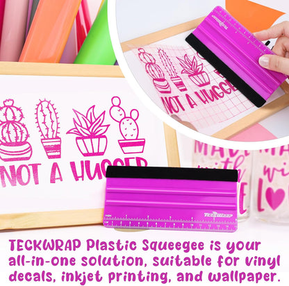 Professional Squeegee Tool for Vinyl Decals, Inkjet Vinyl Sticker Paper,And Wallpaper - 6"X2.9", Scratch-Free Application (Pitaya)