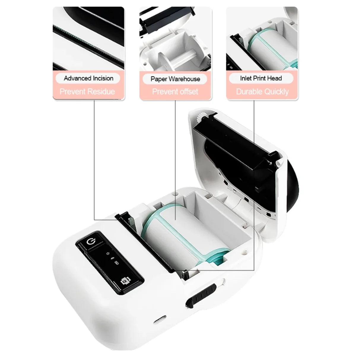 Mini Thermal Label Printer Barcode Printer Mobile Sticker Maker Wireless Bluetooth Label Price Bill Dual Printer Us-Plug
