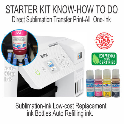 Epson Printer with Sublimation Ink 5-In-1 Heat Press plus DTF T-Shirt Maker Kit