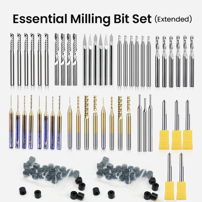 52Pcs 1/8" Essential Milling Bit Set - Extended，1/8" /3.175Mm Shank Bits Set for CNC Cutter Milling Carving, Woodworking Detail Carving Trimming V Groove Engraving Slotting Mortise