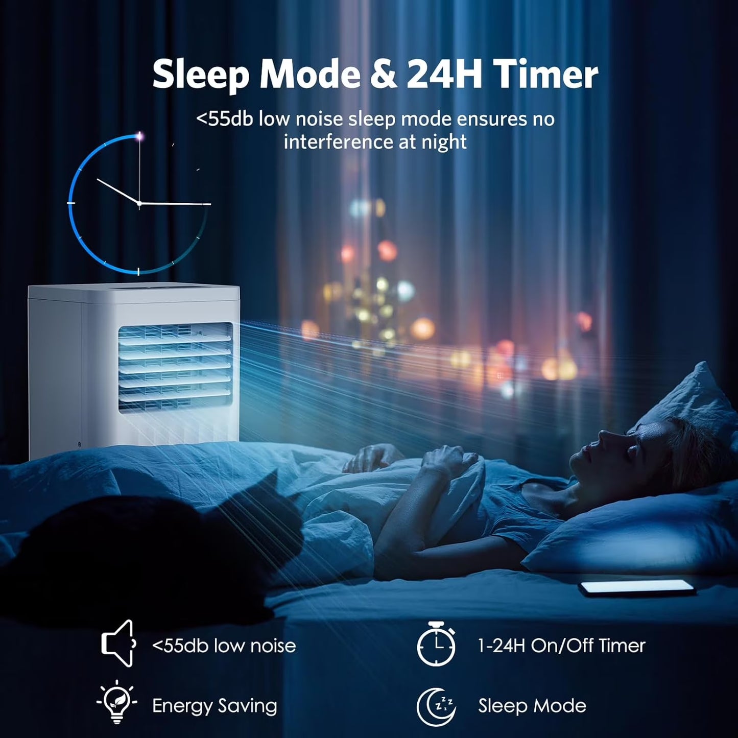Portable Air Conditioners,8000 BTU,4 in 1 Portable AC Unit with Window Kits, Fan & Dehumidifier Modes,Cools up to 350 Sq.Ft,Led Display/Remote Control,24H Timer for Living Room,Bedroom