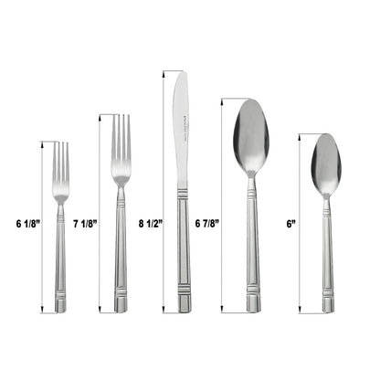 49 Piece Elena Stainless Steel Flatware and Organizer Tray Value Set Silver, Service for 8